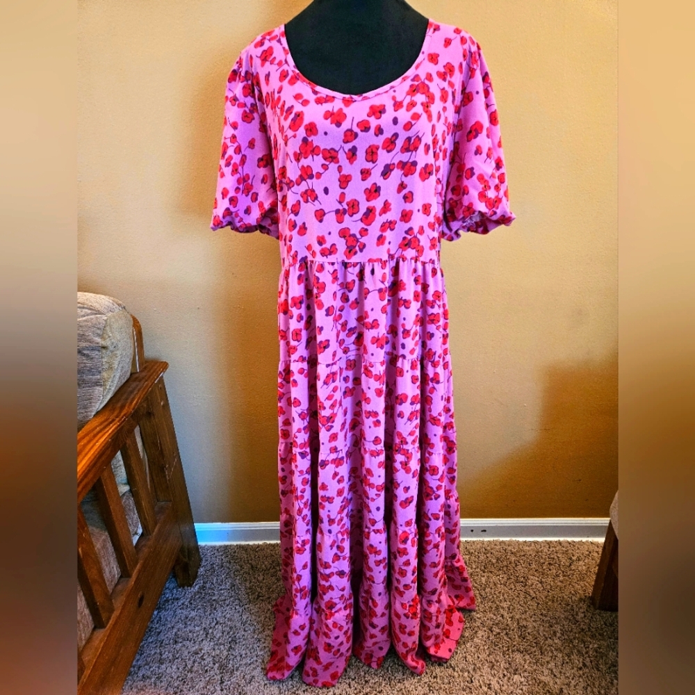 Pink Floral Maxi Dress